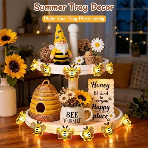 Bee String Lights 10ft 30 LED Battery Operated Fairy Lights Room Decor Gift - Picture 4 of 7